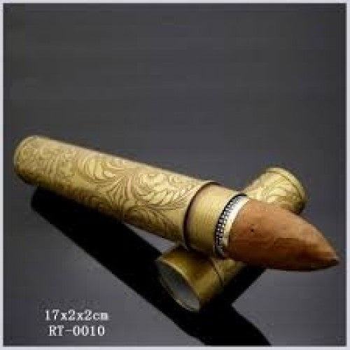 Golden Yellow Retro Travel Portable Stainless Steel Cigar Tube Jar Humidor - www.cigarsindia
